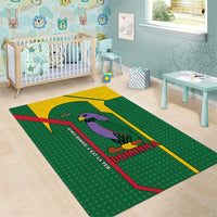 Dominica Flag Area Rug National Parrot and Stars Design with Motto Apres Bondie C’est La Ter - Wonder Print Shop