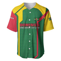 Dominica Flag Baseball Jersey National Parrot and Stars Design with Motto Apres Bondie C’est La Ter - Wonder Print Shop
