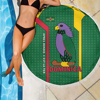 Dominica Flag Beach Blanket National Parrot and Stars Design with Motto Apres Bondie C’est La Ter - Wonder Print Shop