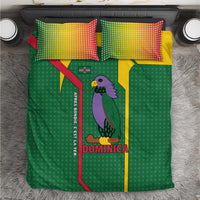 Dominica Flag Bedding Set National Parrot and Stars Design with Motto Apres Bondie C’est La Ter - Wonder Print Shop