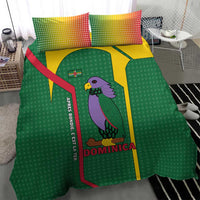 Dominica Flag Bedding Set National Parrot and Stars Design with Motto Apres Bondie C’est La Ter - Wonder Print Shop