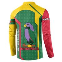 Dominica Flag Button Sweatshirt National Parrot and Stars Design with Motto Apres Bondie C’est La Ter - Wonder Print Shop