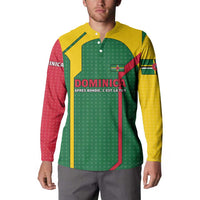 Dominica Flag Button Sweatshirt National Parrot and Stars Design with Motto Apres Bondie C’est La Ter - Wonder Print Shop