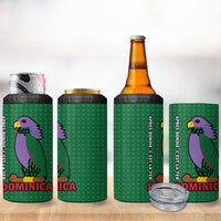 Dominica Flag 4 in 1 Can Cooler Tumbler National Parrot and Stars Design with Motto Apres Bondie C’est La Ter - Wonder Print Shop