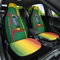 Dominica Flag Car Seat Cover National Parrot and Stars Design with Motto Apres Bondie C’est La Ter - Wonder Print Shop