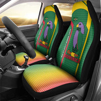 Dominica Flag Car Seat Cover National Parrot and Stars Design with Motto Apres Bondie C’est La Ter - Wonder Print Shop