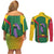 Dominica Flag Couples Matching Off Shoulder Short Dress and Long Sleeve Button Shirt National Parrot and Stars Design with Motto Apres Bondie C’est La Ter - Wonder Print Shop