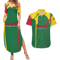 Dominica Flag Couples Matching Summer Maxi Dress and Hawaiian Shirt National Parrot and Stars Design with Motto Apres Bondie C’est La Ter - Wonder Print Shop