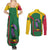 Dominica Flag Couples Matching Summer Maxi Dress and Long Sleeve Button Shirt National Parrot and Stars Design with Motto Apres Bondie C’est La Ter - Wonder Print Shop
