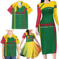 Dominica Flag Family Matching Long Sleeve Bodycon Dress and Hawaiian Shirt National Parrot and Stars Design with Motto Apres Bondie C’est La Ter - Wonder Print Shop