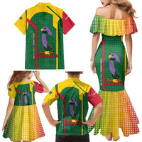 Dominica Flag Family Matching Mermaid Dress and Hawaiian Shirt National Parrot and Stars Design with Motto Apres Bondie C’est La Ter - Wonder Print Shop