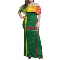 Dominica Flag Family Matching Off Shoulder Maxi Dress and Hawaiian Shirt National Parrot and Stars Design with Motto Apres Bondie C’est La Ter - Wonder Print Shop