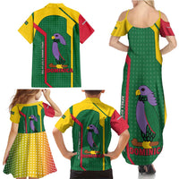 Dominica Flag Family Matching Summer Maxi Dress and Hawaiian Shirt National Parrot and Stars Design with Motto Apres Bondie C’est La Ter - Wonder Print Shop