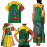 Dominica Flag Family Matching Tank Maxi Dress and Hawaiian Shirt National Parrot and Stars Design with Motto Apres Bondie C’est La Ter - Wonder Print Shop
