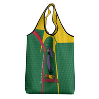 Dominica Flag Grocery Bag National Parrot and Stars Design with Motto Apres Bondie C’est La Ter - Wonder Print Shop