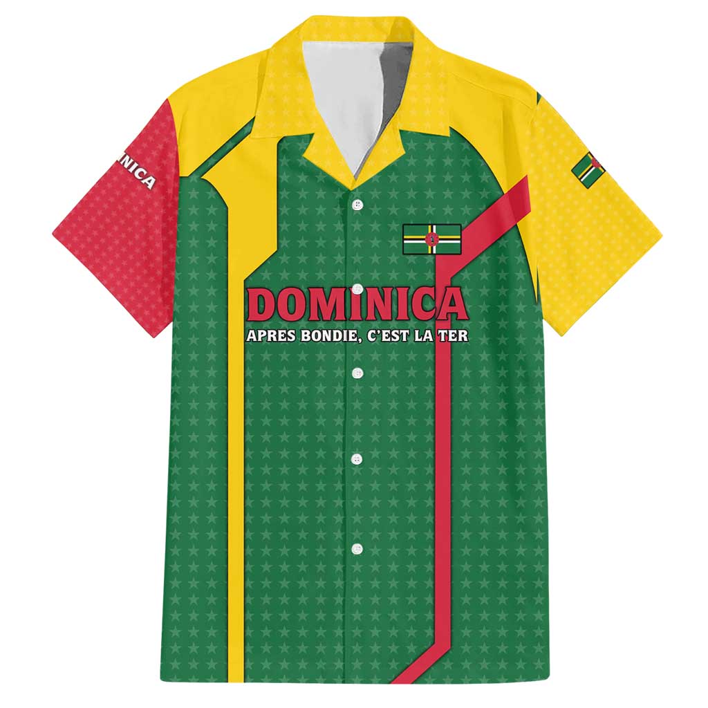 Dominica Flag Hawaiian Shirt National Parrot and Stars Design with Motto Apres Bondie C’est La Ter - Wonder Print Shop