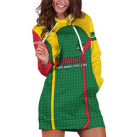 Dominica Flag Hoodie Dress National Parrot and Stars Design with Motto Apres Bondie C’est La Ter - Wonder Print Shop