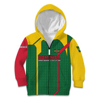 Dominica Flag Kid Hoodie National Parrot and Stars Design with Motto Apres Bondie C’est La Ter - Wonder Print Shop