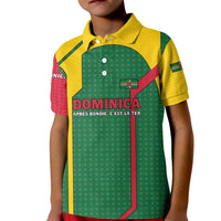 Dominica Flag Kid Polo Shirt National Parrot and Stars Design with Motto Apres Bondie C’est La Ter - Wonder Print Shop