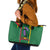 Dominica Flag Leather Tote Bag National Parrot and Stars Design with Motto Apres Bondie C’est La Ter - Wonder Print Shop