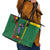 Dominica Flag Leather Tote Bag National Parrot and Stars Design with Motto Apres Bondie C’est La Ter - Wonder Print Shop