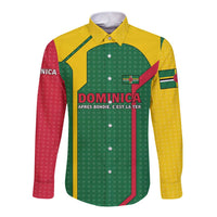 Dominica Flag Long Sleeve Button Shirt National Parrot and Stars Design with Motto Apres Bondie C’est La Ter - Wonder Print Shop