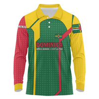 Dominica Flag Long Sleeve Polo Shirt National Parrot and Stars Design with Motto Apres Bondie C’est La Ter - Wonder Print Shop