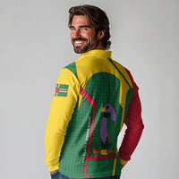 Dominica Flag Long Sleeve Polo Shirt National Parrot and Stars Design with Motto Apres Bondie C’est La Ter - Wonder Print Shop