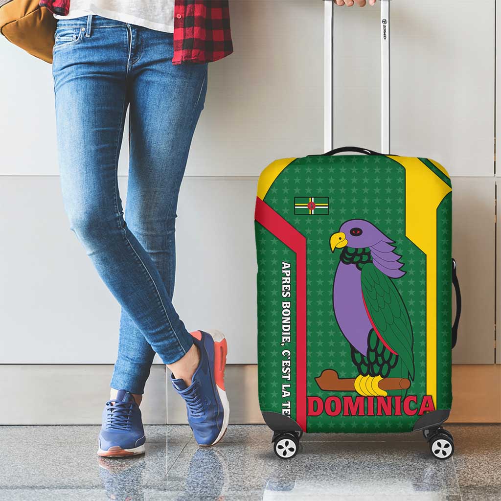 Dominica Flag Luggage Cover National Parrot and Stars Design with Motto Apres Bondie C’est La Ter - Wonder Print Shop