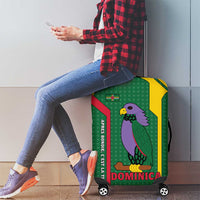 Dominica Flag Luggage Cover National Parrot and Stars Design with Motto Apres Bondie C’est La Ter - Wonder Print Shop