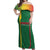 Dominica Flag Off Shoulder Maxi Dress National Parrot and Stars Design with Motto Apres Bondie C’est La Ter - Wonder Print Shop