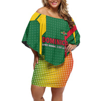 Dominica Flag Off Shoulder Short Dress National Parrot and Stars Design with Motto Apres Bondie C’est La Ter - Wonder Print Shop