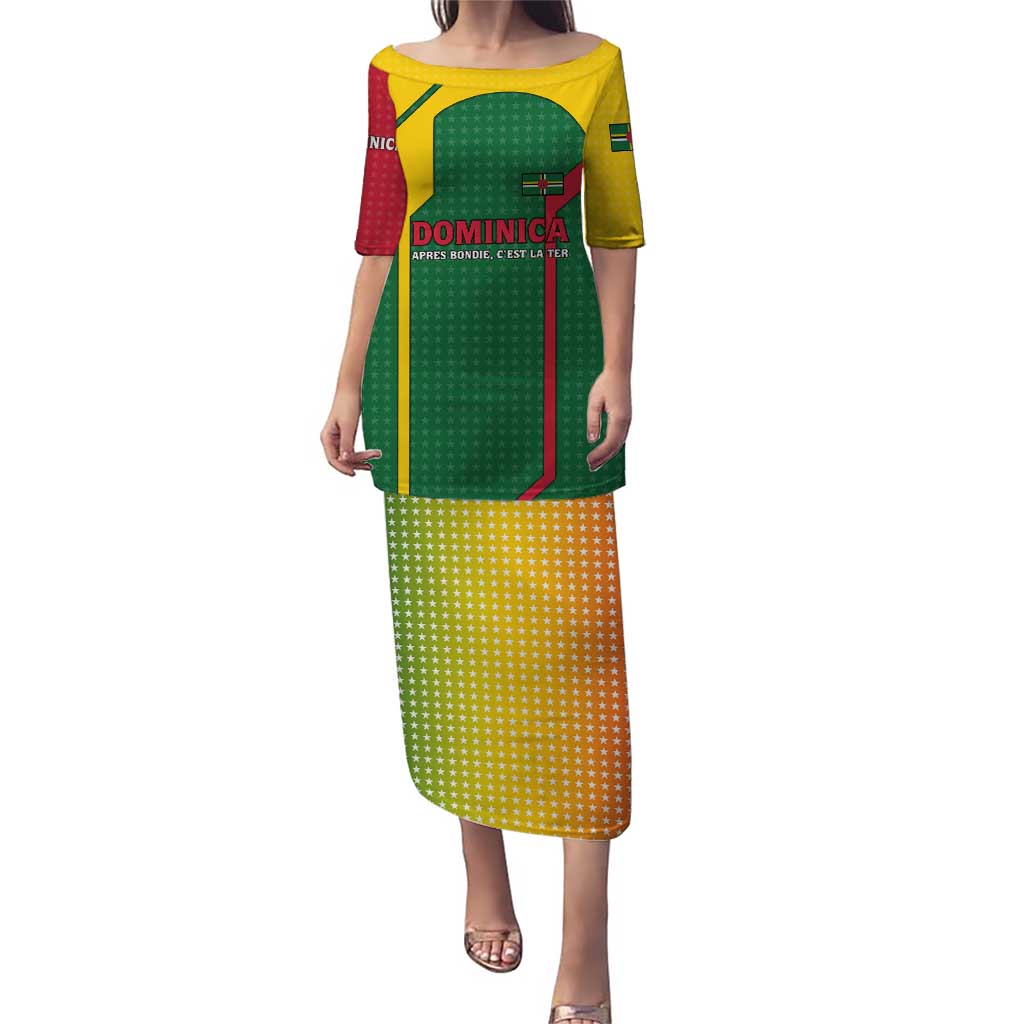 Dominica Flag Puletasi National Parrot and Stars Design with Motto Apres Bondie C’est La Ter - Wonder Print Shop