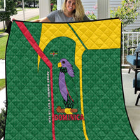 Dominica Flag Quilt National Parrot and Stars Design with Motto Apres Bondie C’est La Ter - Wonder Print Shop
