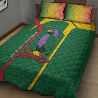 Dominica Flag Quilt Bed Set National Parrot and Stars Design with Motto Apres Bondie C’est La Ter - Wonder Print Shop