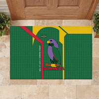 Dominica Flag Rubber Doormat National Parrot and Stars Design with Motto Apres Bondie C’est La Ter - Wonder Print Shop