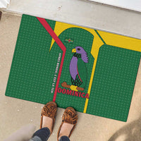 Dominica Flag Rubber Doormat National Parrot and Stars Design with Motto Apres Bondie C’est La Ter - Wonder Print Shop
