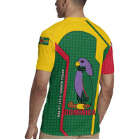 Dominica Flag Rugby Jersey National Parrot and Stars Design with Motto Apres Bondie C’est La Ter - Wonder Print Shop