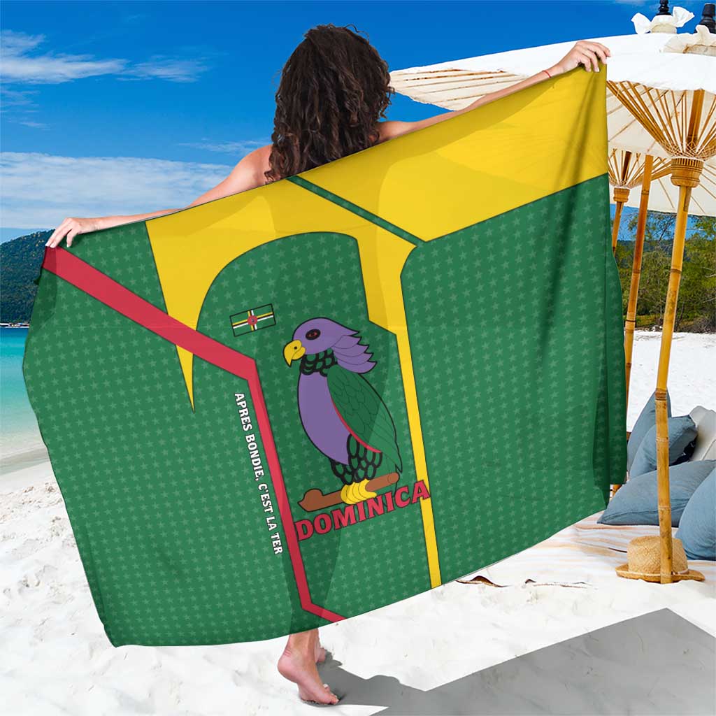 Dominica Flag Sarong National Parrot and Stars Design with Motto Apres Bondie C’est La Ter - Wonder Print Shop