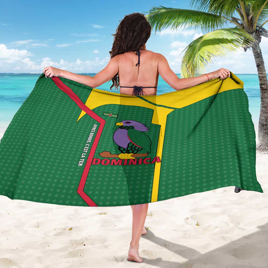 Dominica Flag Sarong National Parrot and Stars Design with Motto Apres Bondie C’est La Ter - Wonder Print Shop