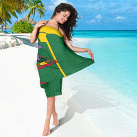 Dominica Flag Sarong National Parrot and Stars Design with Motto Apres Bondie C’est La Ter - Wonder Print Shop