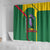 Dominica Flag Shower Curtain National Parrot and Stars Design with Motto Apres Bondie C’est La Ter - Wonder Print Shop