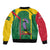 Dominica Flag Sleeve Zip Bomber Jacket National Parrot and Stars Design with Motto Apres Bondie C’est La Ter - Wonder Print Shop