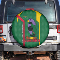 Dominica Flag Spare Tire Cover National Parrot and Stars Design with Motto Apres Bondie C’est La Ter - Wonder Print Shop