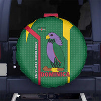Dominica Flag Spare Tire Cover National Parrot and Stars Design with Motto Apres Bondie C’est La Ter - Wonder Print Shop