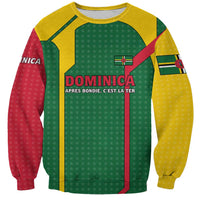 Dominica Flag Sweatshirt National Parrot and Stars Design with Motto Apres Bondie C’est La Ter - Wonder Print Shop