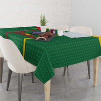 Dominica Flag Tablecloth National Parrot and Stars Design with Motto Apres Bondie C’est La Ter - Wonder Print Shop