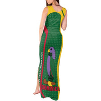 Dominica Flag Tank Maxi Dress National Parrot and Stars Design with Motto Apres Bondie C’est La Ter - Wonder Print Shop