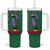 Dominica Flag Tumbler With Handle National Parrot and Stars Design with Motto Apres Bondie C’est La Ter - Wonder Print Shop