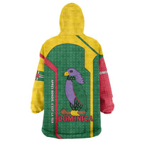 Dominica Flag Wearable Blanket Hoodie National Parrot and Stars Design with Motto Apres Bondie C’est La Ter - Wonder Print Shop